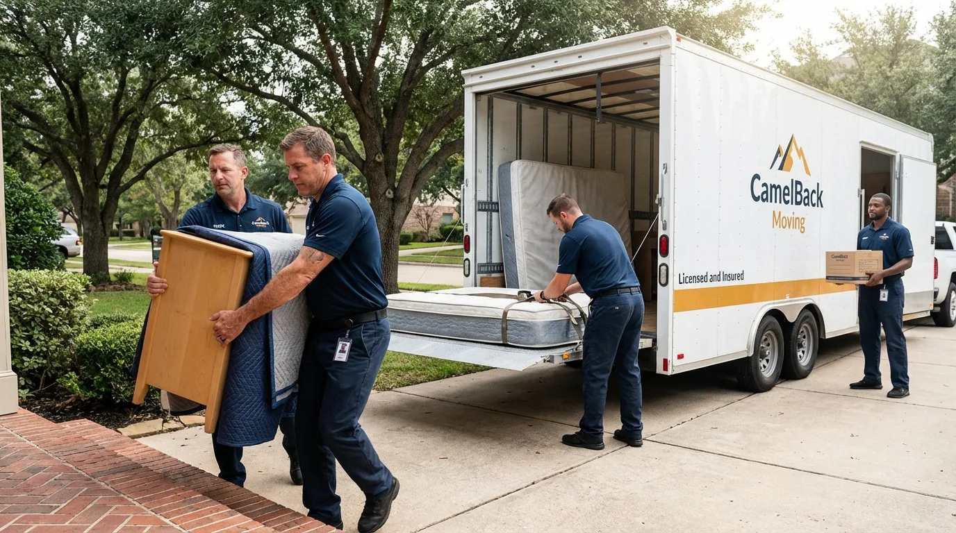 Crew loading residential truck for cross-state move from Pennington, NJ