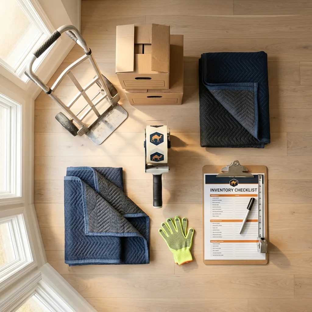 Professional moving supplies and packing materials layout for Pennington residential relocations